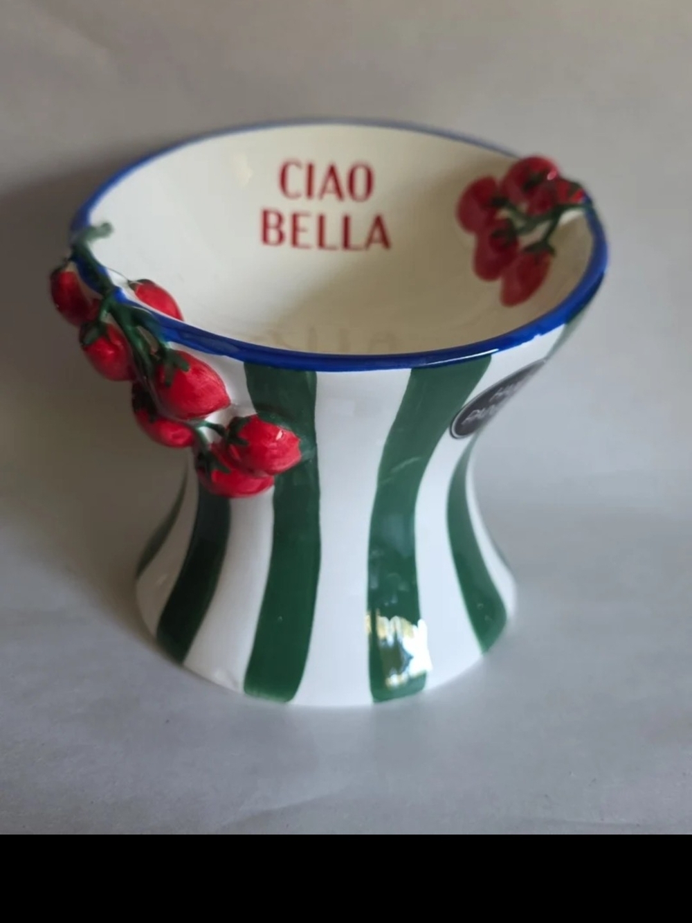 Luna & Sage Ceramic Decorative Piece - Green & White with Red Accent